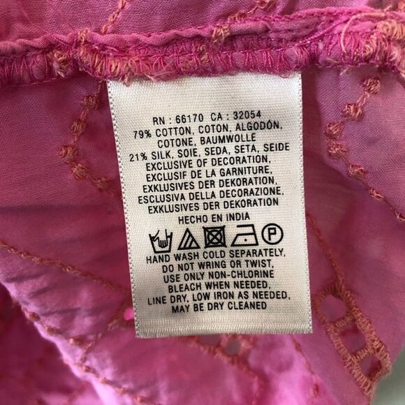 ANTHROPOLOGIE Leifnotes Andie Eyelet Pink Top - Picture 10 of 10